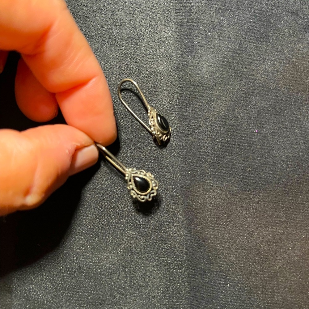 **1990s** sterling + onyx earrings